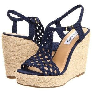 Navy Crochet Steve Madden Wedges